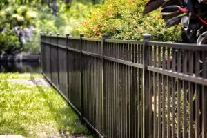 Black Aluminum Fence in Backyard