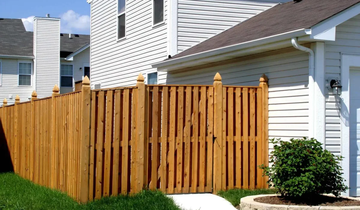 wood fence with gate