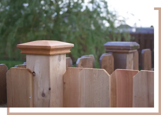 solid wood fence with post cap