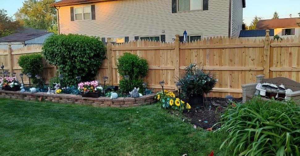 Cedar Fence with Garden