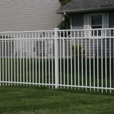 white aluminum fence